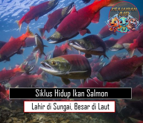 Siklus Hidup Ikan Salmon Lahir di Sungai Besar di Laut